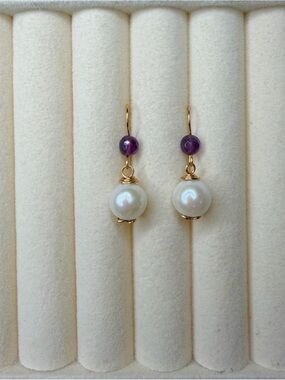 Amethyst Pearl Earrings